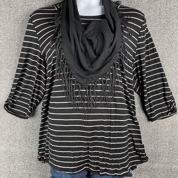 Catherines Top Womens 2X Detachable Scarf Work Office Everyday Casual Stretchy - Picture 1 of 10